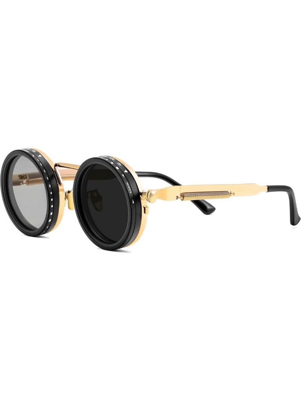 Adjustable Polarized Tint Sunglasses for Men, Steampunk Round Metal Frame, UV400